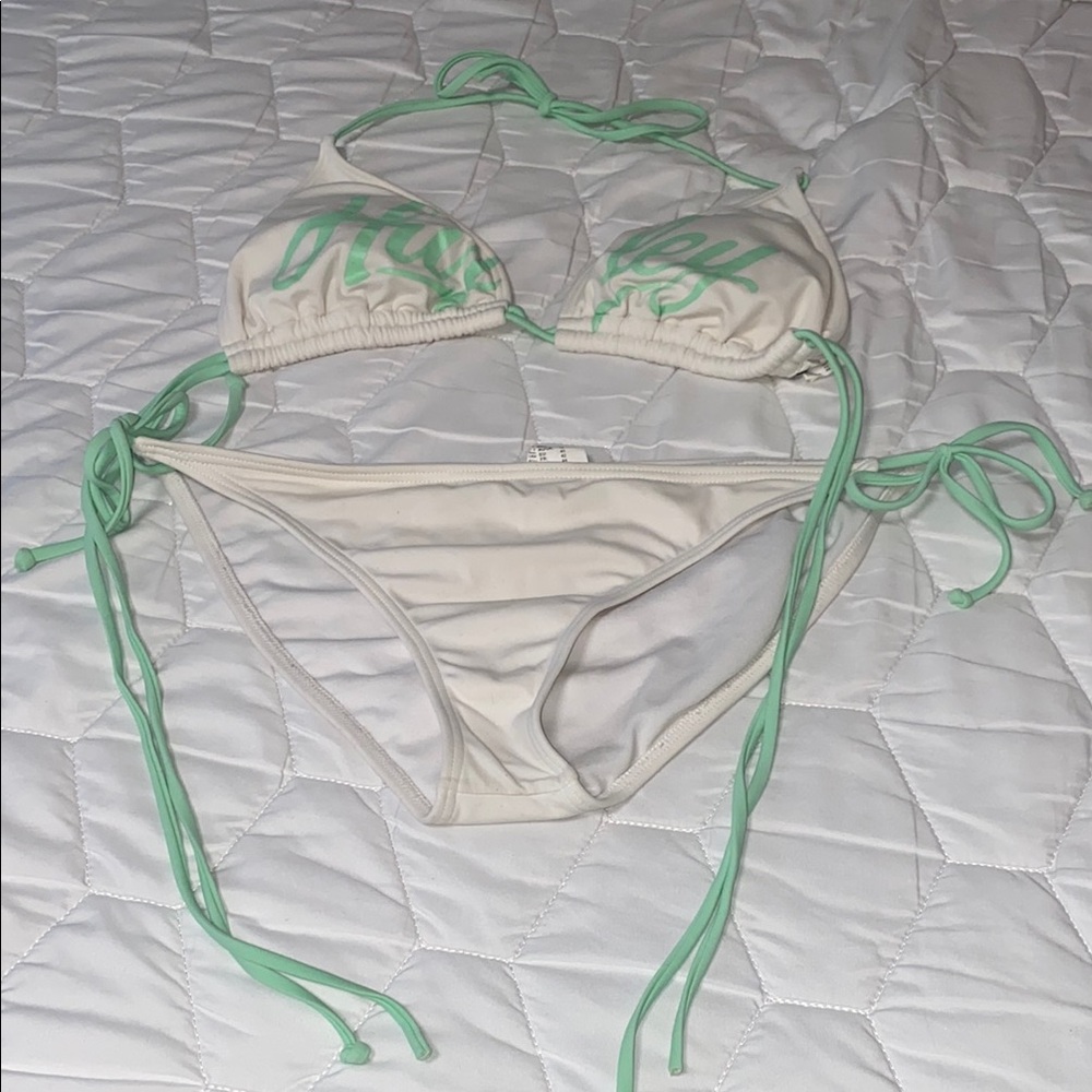 Hurley Green and White Bikini